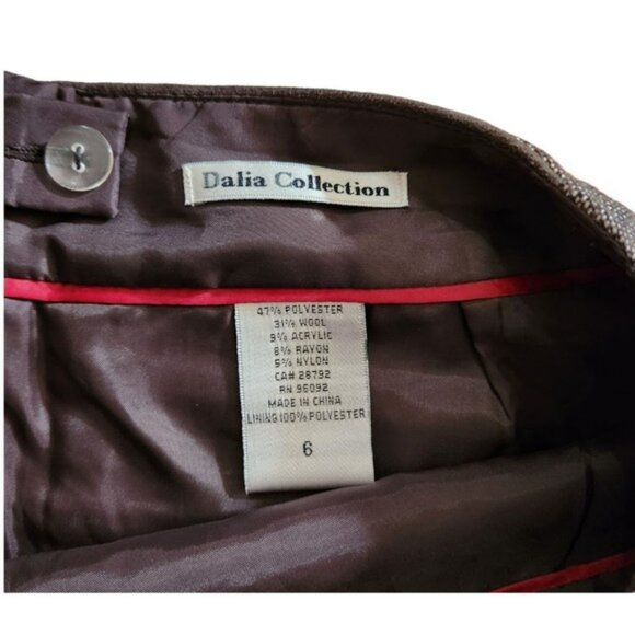 Dalia Collection Pencil Skirt Wool Blend Lined Brown w/ White Womens Size 6 - Picture 5 of 5